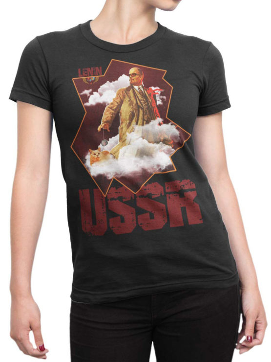 0010 Cat Shirts Lenin and Cat Front Woman