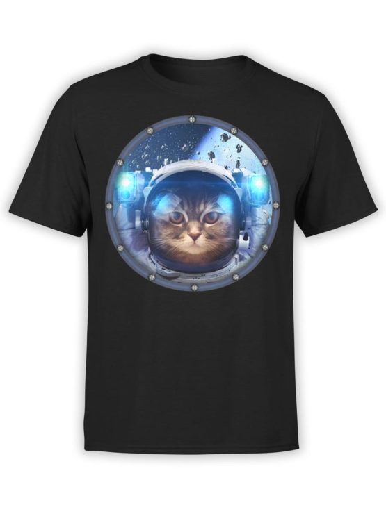0030 Cat Shirts Space Cat Front Black