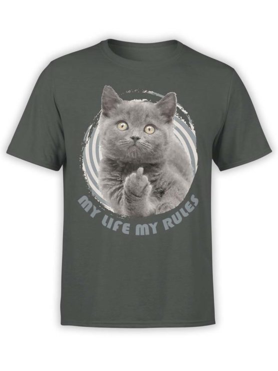 0211 Cat Shirts My Rules Front Dark Grey