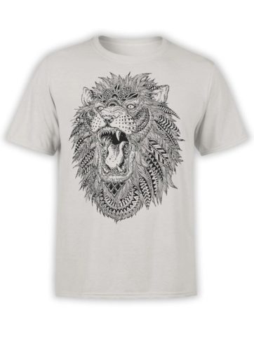 0213 Lion T Shirt Roach Front Silver