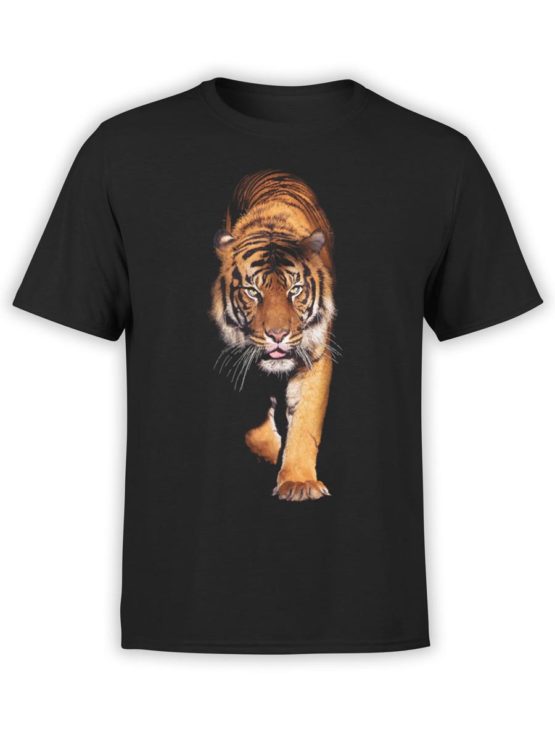 0258 Tiger T Shirt Walk Front Black